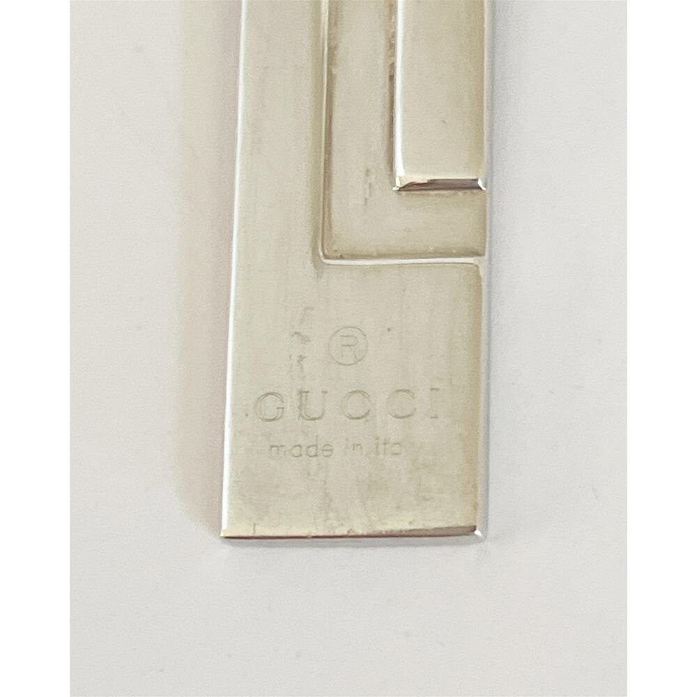 GUCCI Necklace Pendant Trademark Mark Plate Rectangle 925 Sterling Silver 17” - Picture 8 of 12